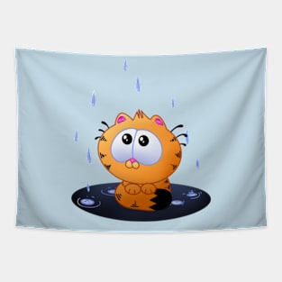 Baby Garfield in the Rain Tapestry