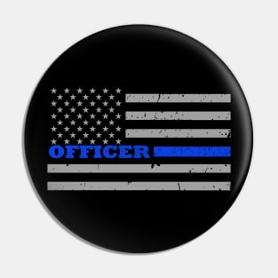 Police Officer Thin Blue Line Flag Pin