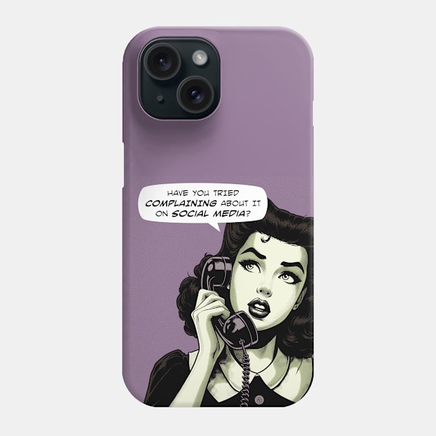 Comic complaining on social media Phone Case by Retro Vibe