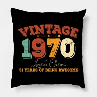 Vintage 1970 51 years of being awesome Pillow