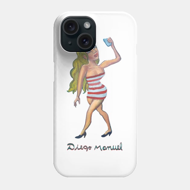 girl with cellphone 2,  People of the neighborhood Phone Case by diegomanuel