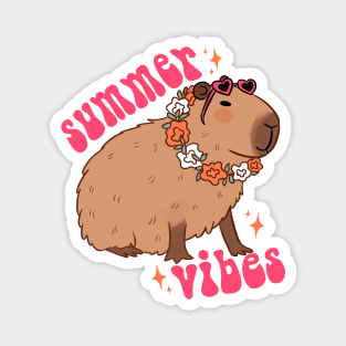 Summer vibes cute capybara ready for summer vacation Magnet