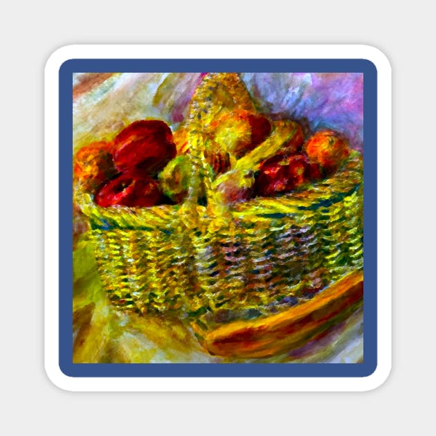 Basket With Fruit Impasto Painting Magnet by DonWillisJrArt