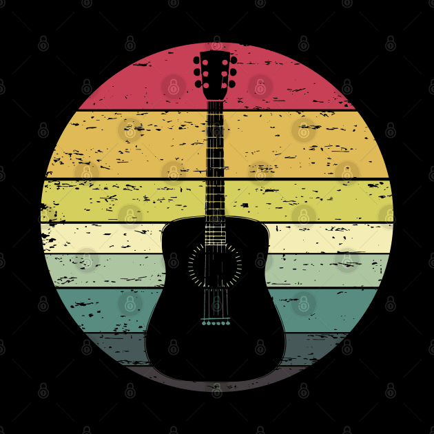 Retro Sunset Guitar Distressed Retro Rainbow Colors by ebayson74@gmail.com