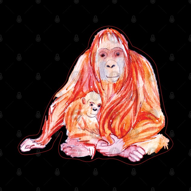 Mom and Baby Orangutans by holidaystore