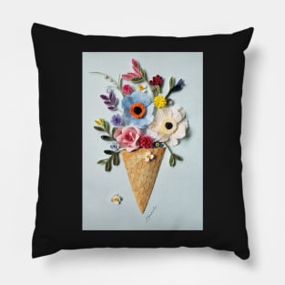 Printed Paper Quilling art. Botanical flower art. flower cone art Pillow