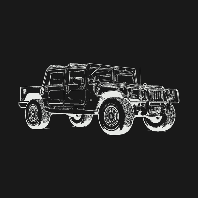 Hummer Wireframe White by Auto-Prints