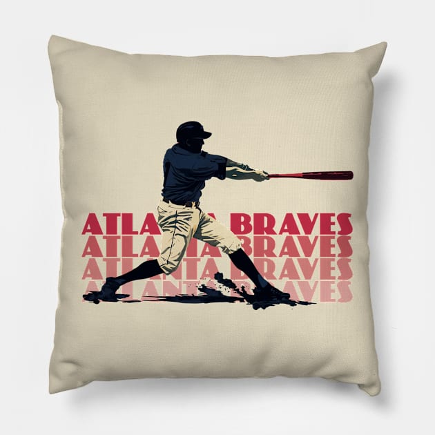 Retro Atlanta Braves Slugger Pillow by Rad Love