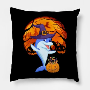 Dolphin pumpkin witch Pillow