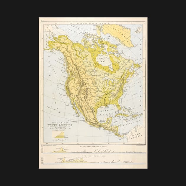 Antique Map of North America with USA, Mexico and Canada by MasterpieceCafe