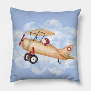 Boy flying toy plane Pillow