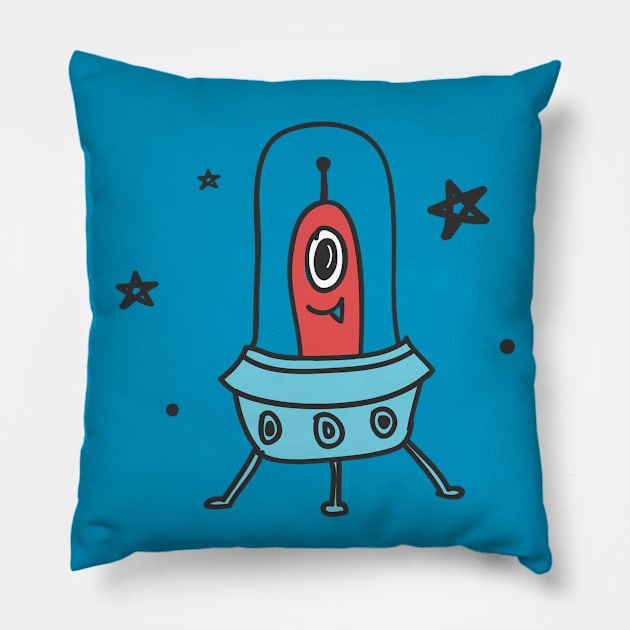 UFO: Friendly visitor Pillow by UniqueDesignsCo