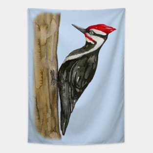 Pileated woodpecker watercolor Tapestry