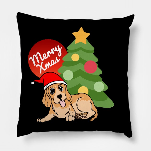 Christmas Dog Merry Xmas T-Shirt Pillow by hubcon