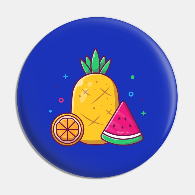 Pineapple, Orange With Watermelon Cartoon Pin by Catalyst Labs