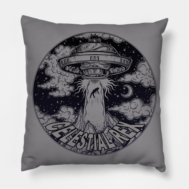 Celestial Rex UFO Pillow by radbadchad