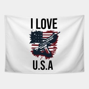 I love usa independence day typography design Tapestry