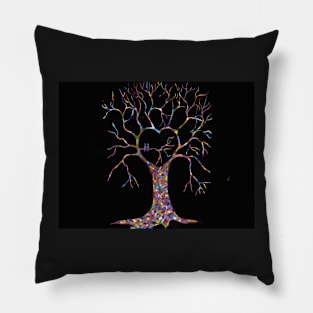 Birds in the Colourful Heart Tree Pillow