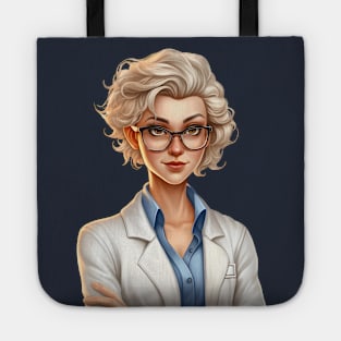 Cartoon Style Portrait - Woman Doctor/Scientist/Lab Worker Tote