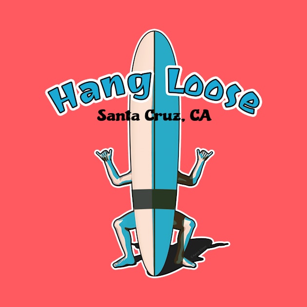 Santa Cruz California Hang Loose Surfboard Shaka Man by AKdesign