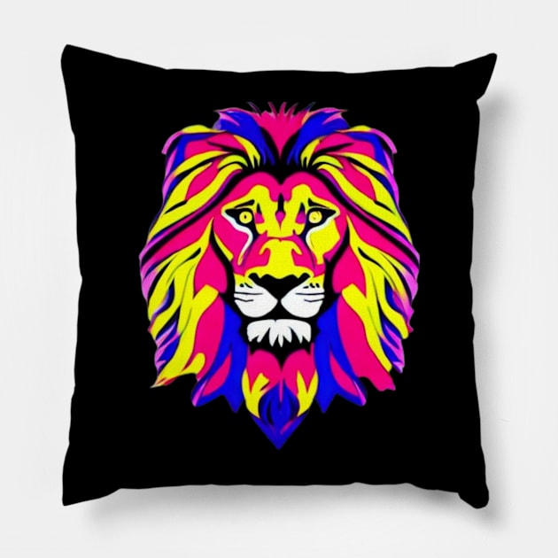 Lion King Psychedelic Pillow by MuftiArt