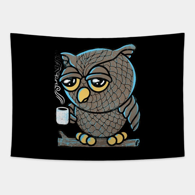 Owl I Want is Coffee Tapestry by qetza