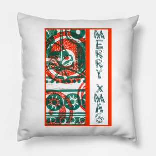 Xmas Baubles 28 Merry Xmas -  Lino Print Pillow