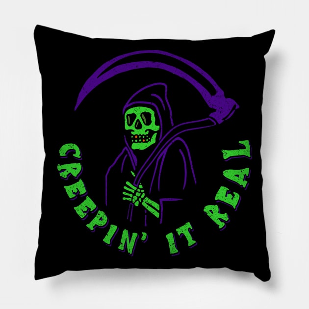 Creepin it Real - Halloween Neon Pillow by HalloweenTown