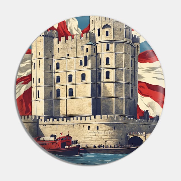 Tower of London United Kingdom Vintage Travel Tourism Poster Art Pin by TravelersGems