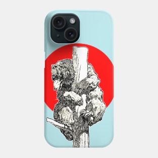 American bear perched on a tree trunk Phone Case