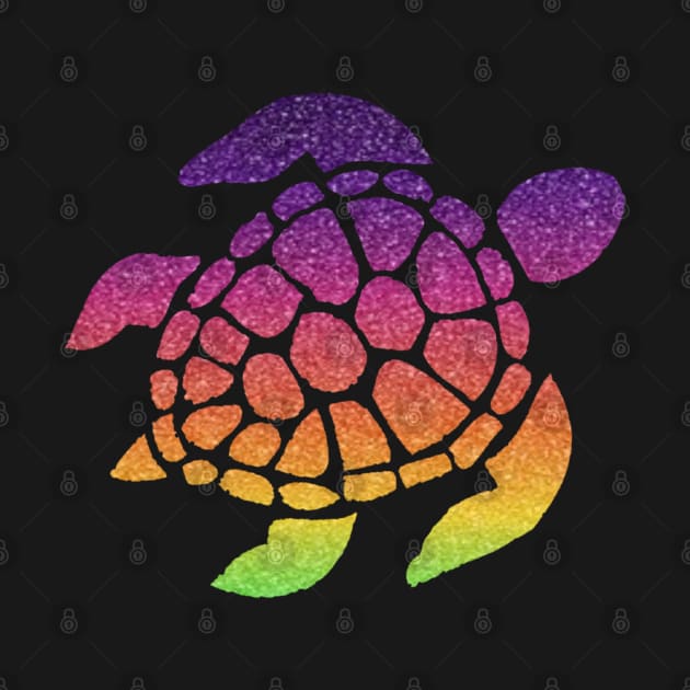 Bright Rainbow Ombre Faux Glitter Turtle by Felicity-K