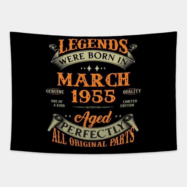 68th Birthday Gift Legends Born In March 1955 68 Years Old Tapestry by Buleskulls 