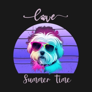 Cool Maltese Sunglasses Love Summer Time T-Shirt