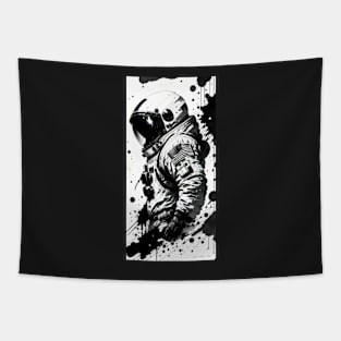 Standing Astronaut in Black and White Tapestry