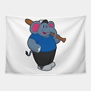 Elephant at Baseball with Baseball bat Tapestry