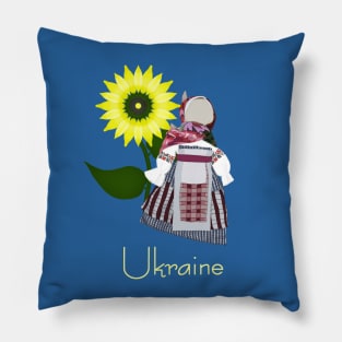 Ukrainian Folk Doll with sunflower, Motanka. Ukraine Pillow