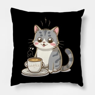 Cat coffee cute kitten Catfee Pillow