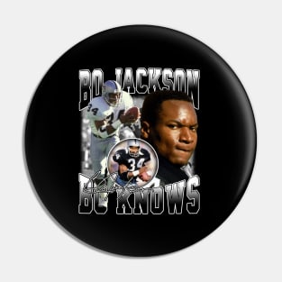 Bo Jackson Bo Knows Signature Vintage Legend Baseball Football Bootleg Rap Graphic Style Pin