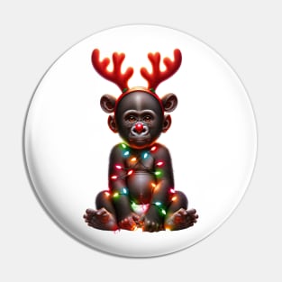 Christmas Red Nose Monkey Pin