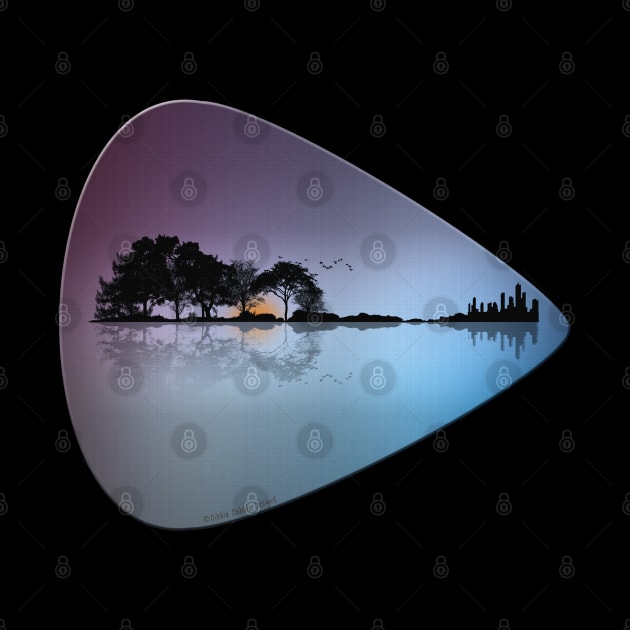 Guitar Pick Lake Reflections Music Lover by Dibble Dabble Designs