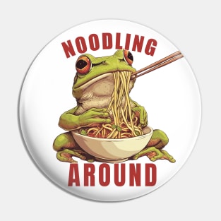 Funny Japanese Frog Eating Ramen with Chopsticks Just Noodling Around Gift Pin