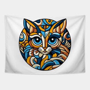 Pop art cat illustration. cubism cat illustration Tapestry