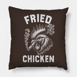 Fried chicken; funny; humor; humorous; silly; chicken; smoking; joint; pot; weed; grass; 420; marijuana; baked; stoner; Pillow