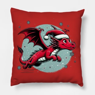 Flying Dragon in a Santa Hat Pillow