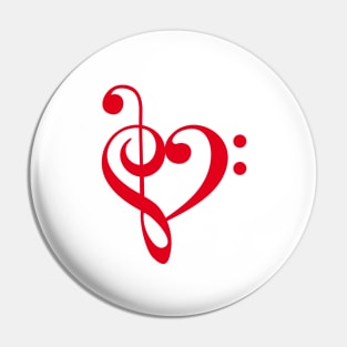 I love music, red heart with music notes Pin