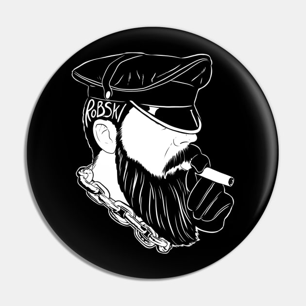 Smoking leather daddy - white lines Pin by RobskiArt