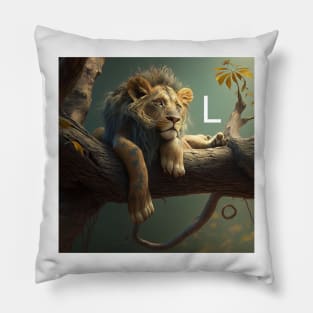 Letter L for Lounging Lion AdventuresOfSela Pillow