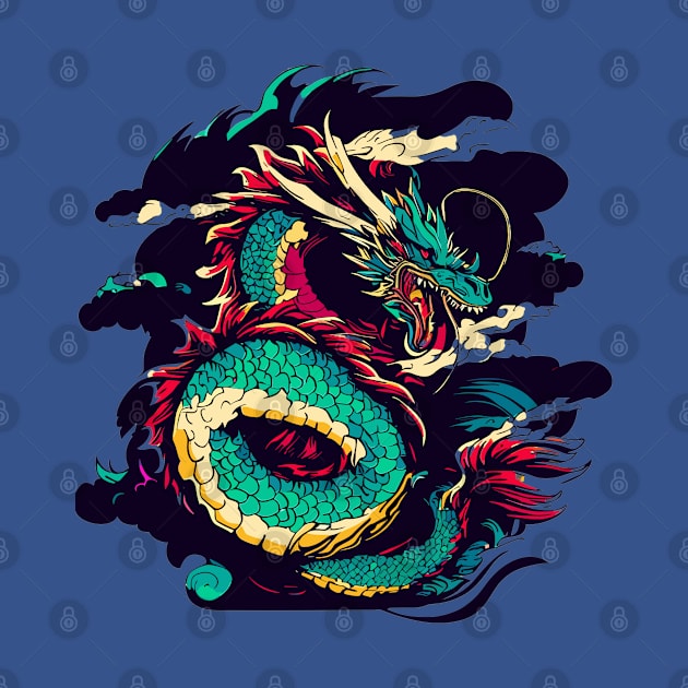 Japanese dragon retro style by Syntax Wear