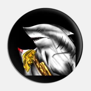 the savage shark in gold armor ecopop art Pin