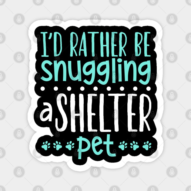 Snuggling a shelter pet - Animal shelter worker Magnet by Modern Medieval Design